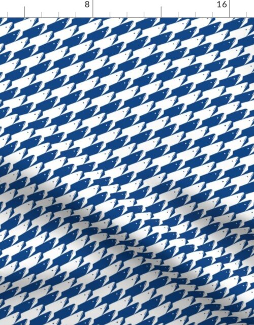 Baby Sharkstooth Sharks Pattern Repeat in White and Blue Fabric