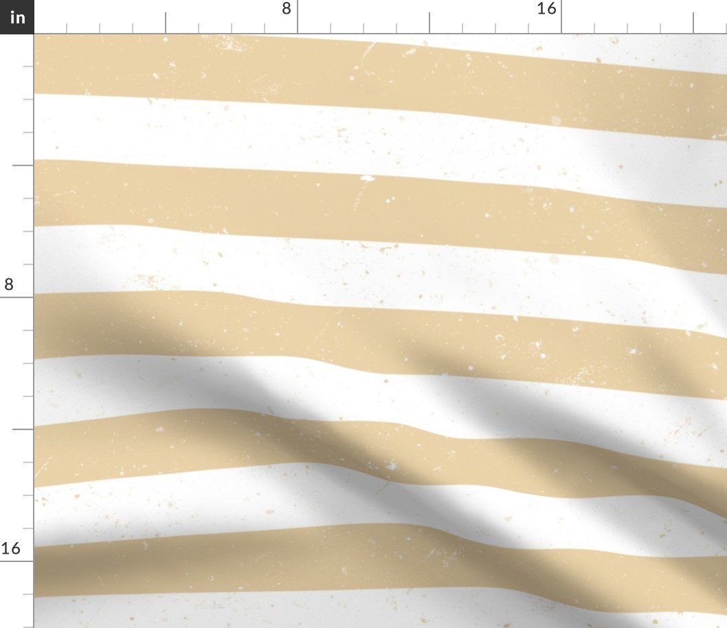 Beige and White Splattered Paint Horizontal Cabana Tent Stripe Fabric