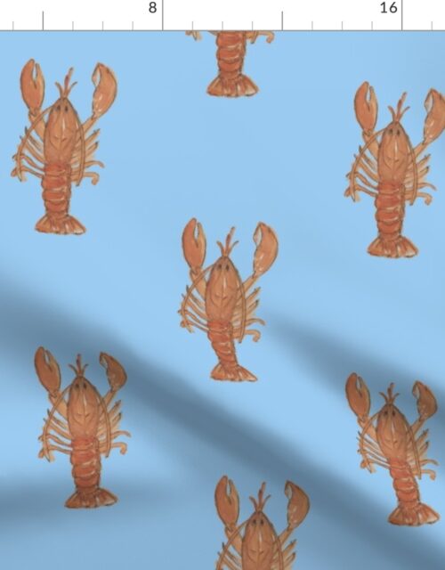 Big Maine Lobsters on Blue Fabric