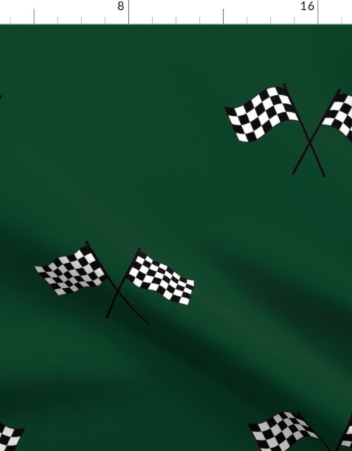 Black Classic Chequered Flags on Racing Car Fabric