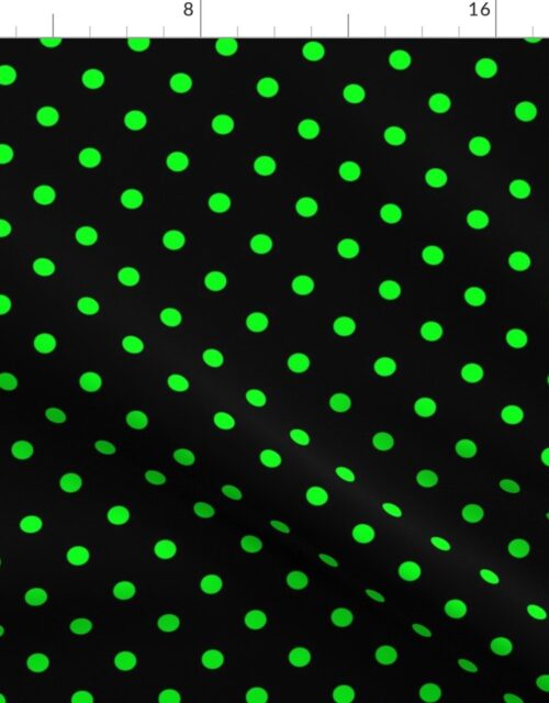 Black Licorice and Lime Green Polka Dots Fabric