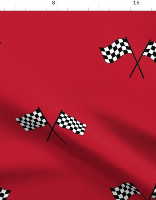 Black  Classic Chequered Flags on Racing Car Fabric