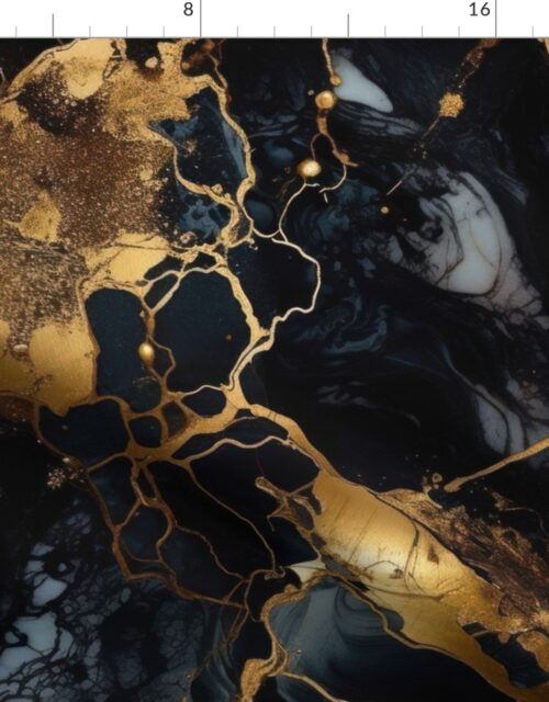 Black and Gold Alcohol Ink 1 Fabric