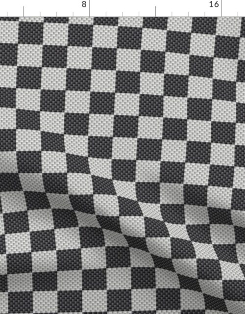 Black and White Checkerboard Carbon Fiber Pattern Fabric