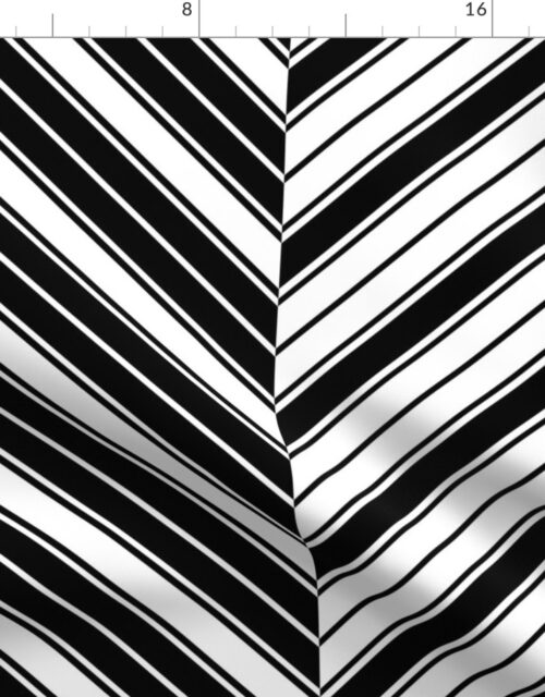 Black and White Chevron French Stripe Repeat Fabric