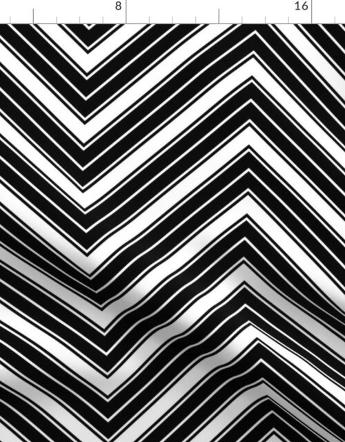Black and White French Chevron Stripe Pattern Fabric