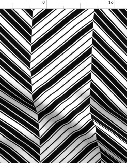 Black and White French Chevron Stripe Pattern Fabric