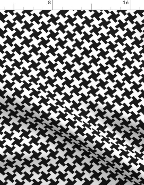 Black and White Geometric Houndstooth Crosses Repeat Fabric