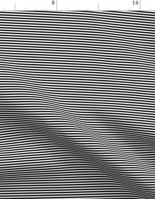 Black and White Horizontal 1/8 inch Thin Pencil Stripe Fabric
