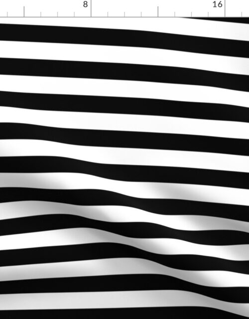 Black and White Horizontal Beach Hut 1″ Stripes Fabric