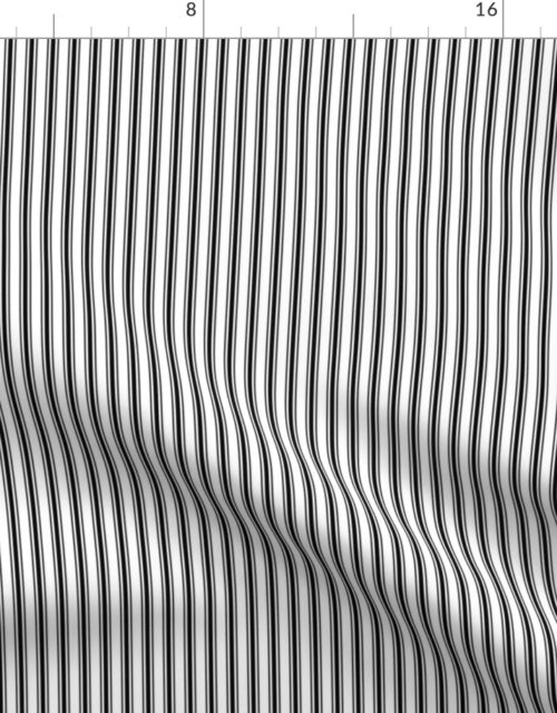 Black and White Mattress Ticking 1/4 inch Wide Bedding Stripes Fabric