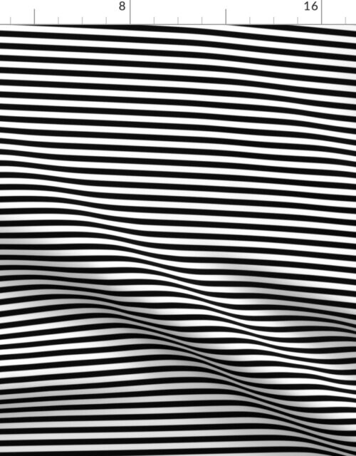 Black and White Narrow Horizontal 1/4 inch Sailor Stripe Fabric