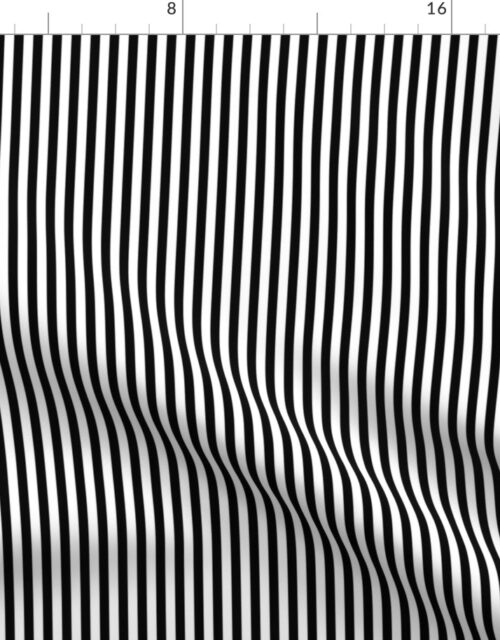Black and White Narrow Vertical 1/4 inch Sailor Stripe Fabric