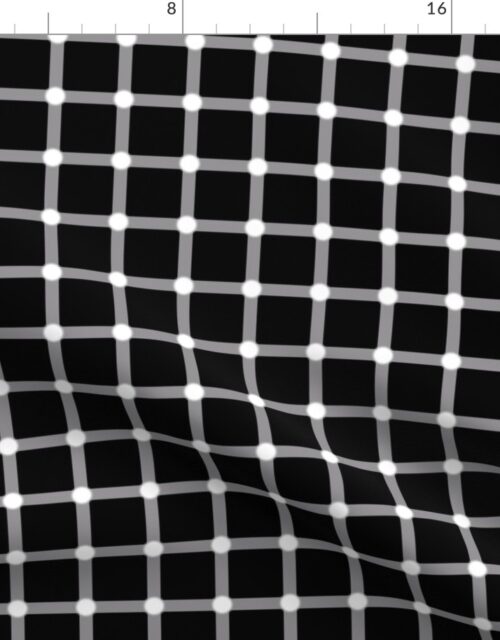 Black and White Optical Square Grid IIllusion Fabric