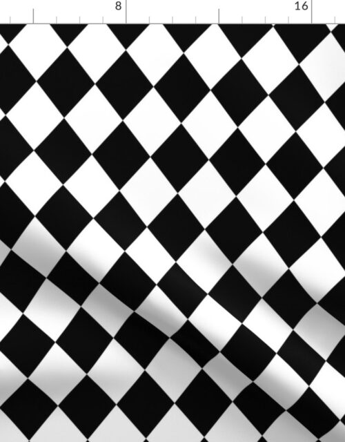 Black and White Small Modern Diamond Pattern Fabric