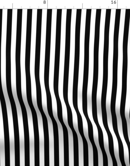 Black and White Thin Vertical Half Inch Picnic Stripes Fabric