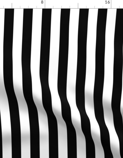 Black and White Vertical Beach Hut 1″ Stripes Fabric