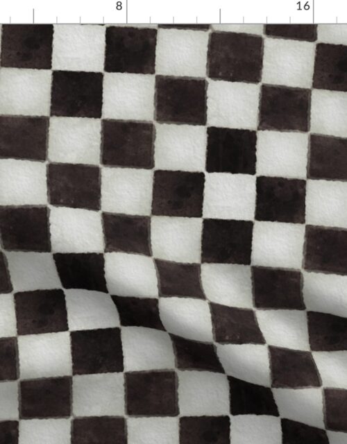 Black and White Watercolored Checkerboard 2 inch-Check Fabric