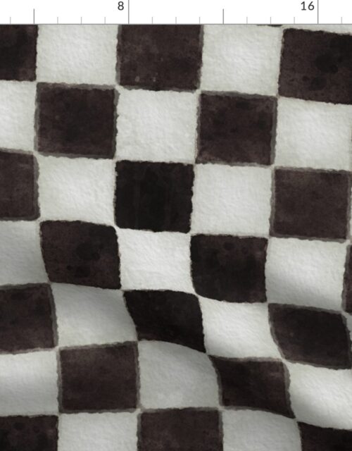 Black and White Watercolored Checkerboard 3 inch-Check Fabric