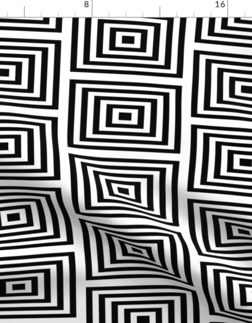Black on White Optico Rectangular Lines Fabric
