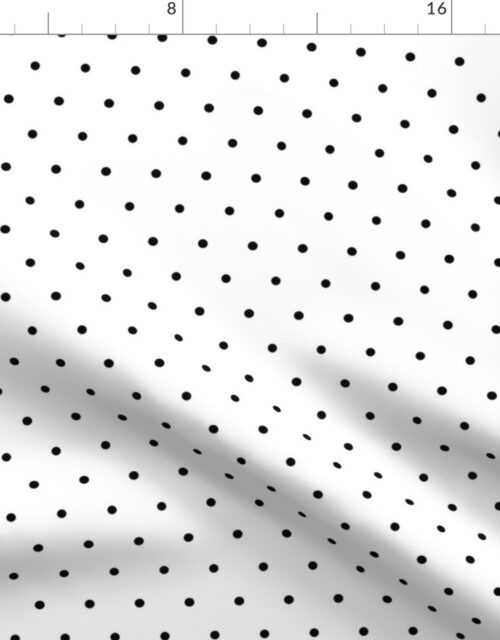 Black on White  Polka Dots in Diagonal Diamond- Shaped Rows Fabric