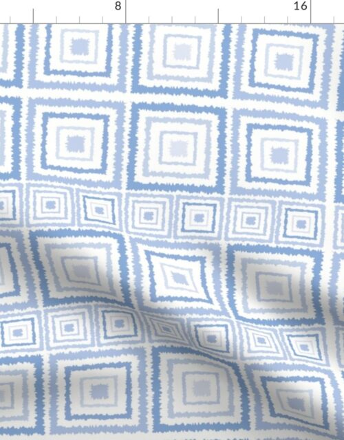 Blue Safari Ikat Squares Fabric
