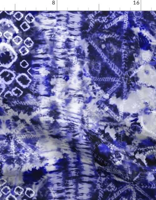 Blue Summer Tie Dye Batik Wax Tie Die Print Fabric