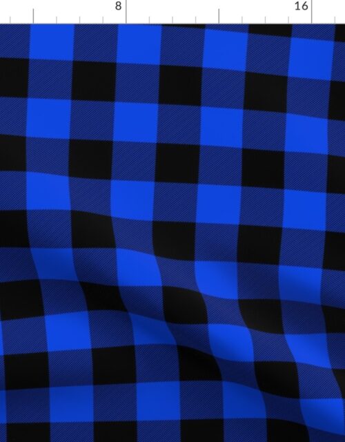 Blue and Black Buffalo Check Gingham Plaid Fabric