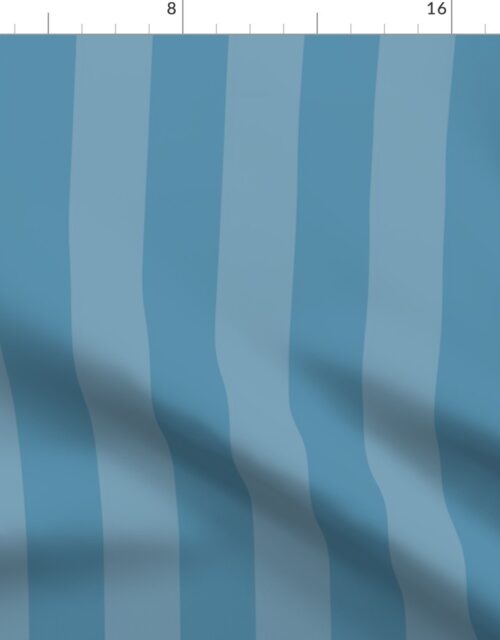 Blue and Faded Blue 2 Inch Vertical Cabana Stripes Fabric