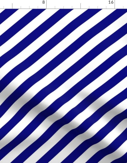 Blue and White 1-inch Diagonal Beach Hut Stripes Fabric