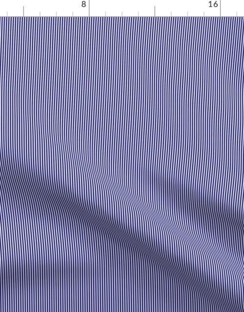 Blue and White 1/16-inch Micro Pinstripe Vertical Stripes Fabric