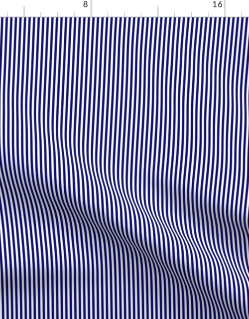Blue and White 1/8-inch Thin Pencil Vertical Stripes Fabric