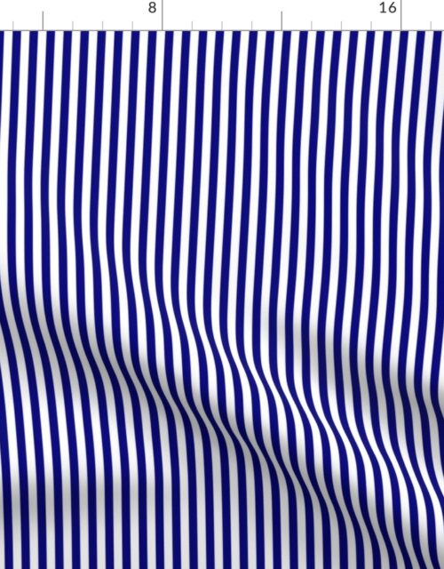 Blue and White ¼ inch Sailor Vertical Stripes Fabric