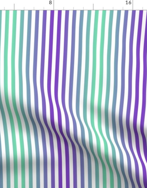 Blue to Green Ombre Shaded Stripes Fabric