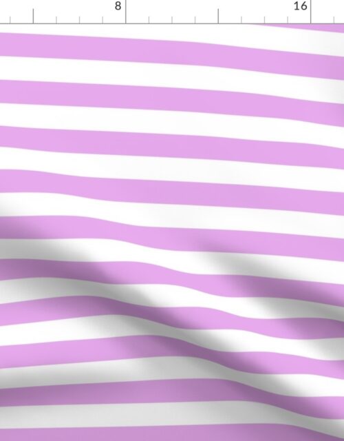 Blush Pink and White Big 1-inch Beach Hut Horizontal Stripes Fabric