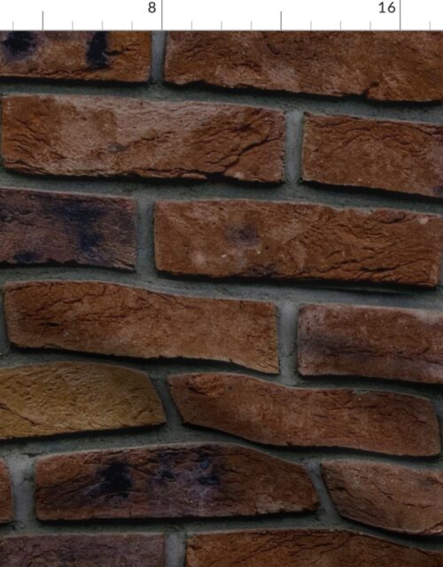 Boston Brown Stone  Brick Wall in Realistic Photo-Effect Life Size Fabric