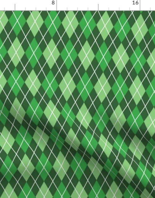 Bright Green St Patricks Day Holiday Argyle Diamond Check Fabric