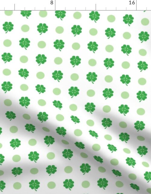 Bright Green St Patricks Day Holiday Irish Lucky Four Leaf Clover Shamrock with Dots Fabric