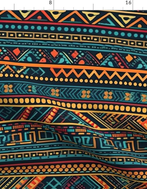 Bright Multicolored Geometric Aztec Pattern Fabric
