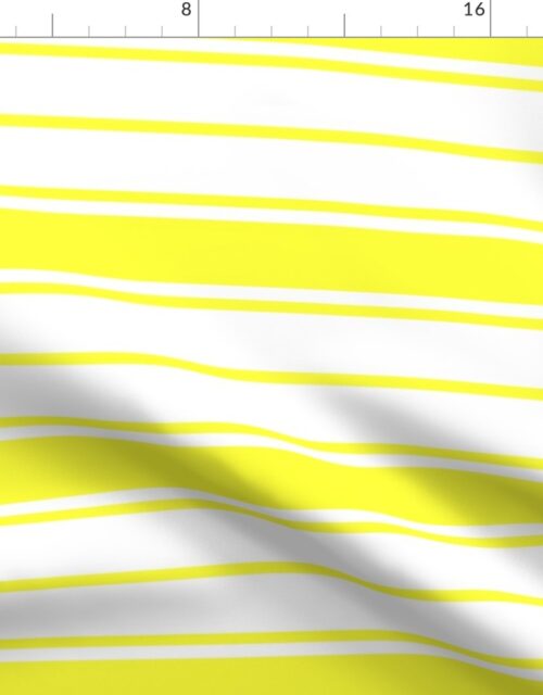 Bright Sunshine Yellow and White Horizontal French Stripe Fabric