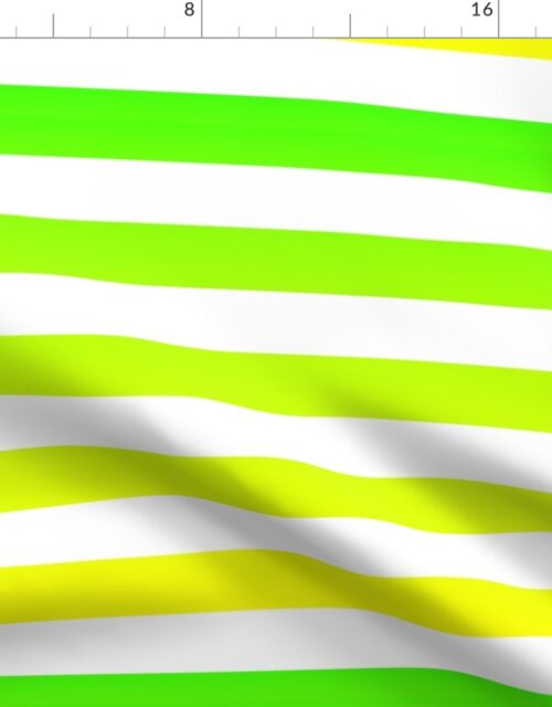 Bright Yellow and Green Ombré  Shade Cabana Stripes Fabric