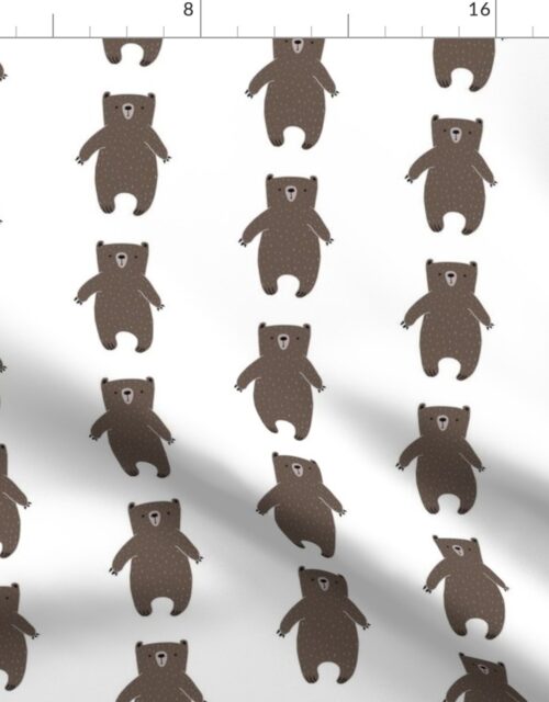 Brown Bear Cartoon with White Flecked Fur Fabric
