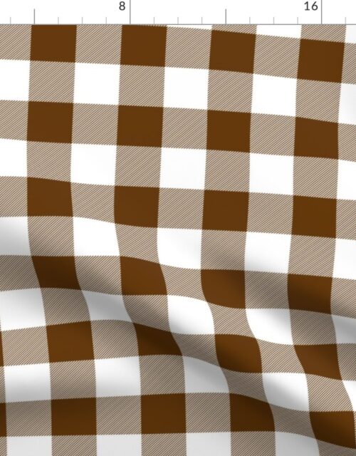 Brown and White Buffalo Check Gingham Plaid Fabric