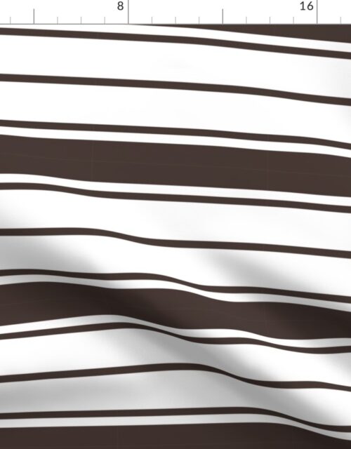 Brown and White Horizontal French Stripe Fabric