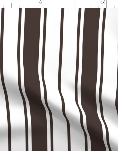 Brown and White Vertical French Stripe Fabric