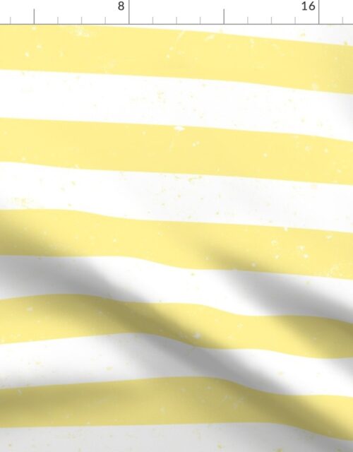 Buttermilk Yellow and White Splattered Paint Horizontal Cabana Tent Stripe Fabric