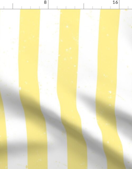 Buttermilk Yellow and White Splattered Paint Vertical Cabana Tent Stripe Fabric