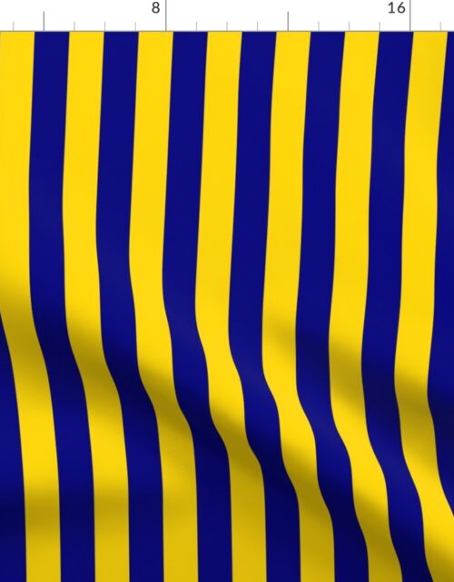 California Blue and Gold Vertical 1 inch Stripes Fabric