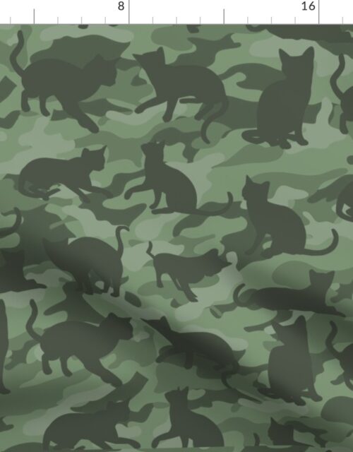 Camo Cats Camouflage in Classic Military Green  Smallscale Fabric