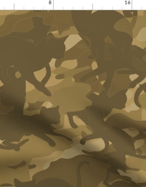 Camo Cats Camouflage in Military Operation Desert Khaki Fabric